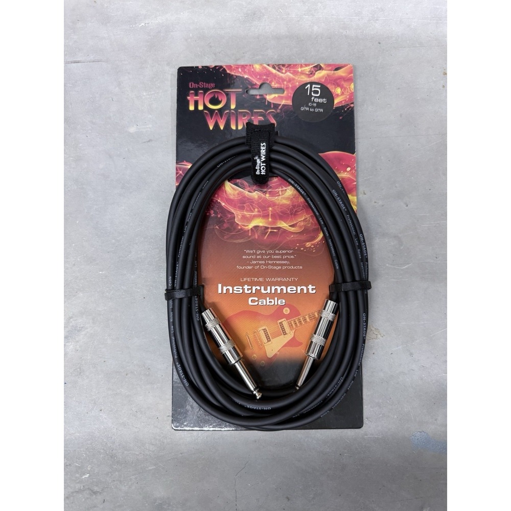 On-Stage Hot Wires HW IC-15 15ft Instrument Cable 1/4" Guitar Bass Amp